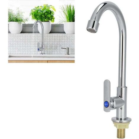 Robinet d'eau froide de salle de bain G1/2 pour lavabo avec un seul trou pour table de toilette (1/5)