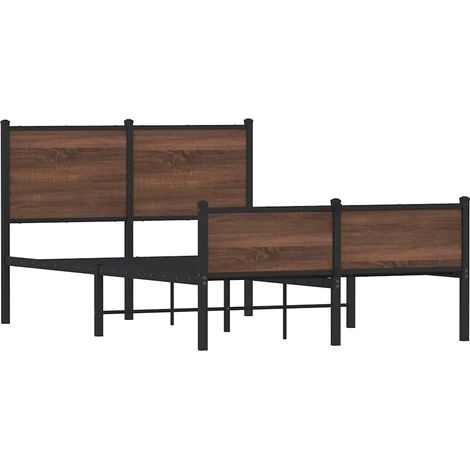 vidaXL Cadre de lit en métal sans matelas chêne marron 120x190 cm (1/5)