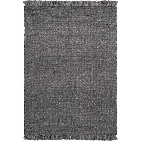Tapis intérieur anthracite laine viscose tissé main - 150 x 80 cm (1/3)
