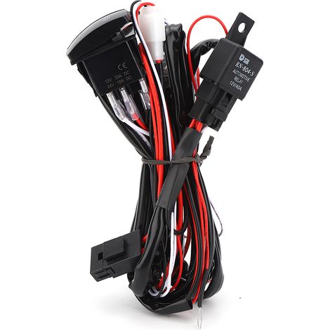 Kit de faisceau de câblage universel avec lampe de travail LED pour voitures 12/24V, barre de feu antibrouillard (1/5)
