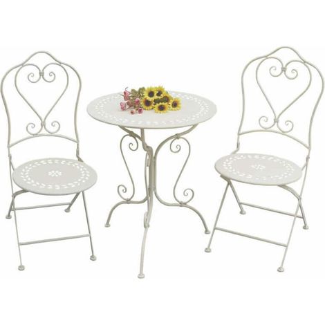 Set da esterno 1 tavolo e 2 sedie in acciaio e marmo Classic Line