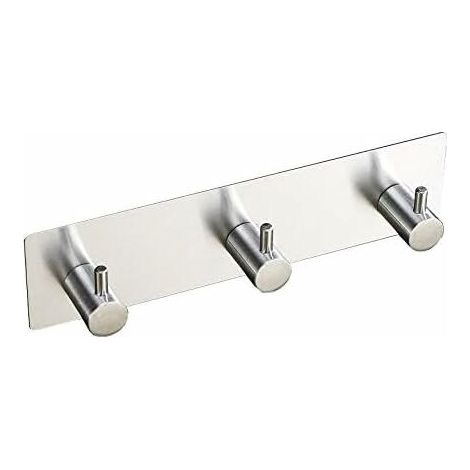 Self-adhesive stainless steel wall mounted towel hook, no drilling required, 3 hook wall mounted towel rack (1/5)