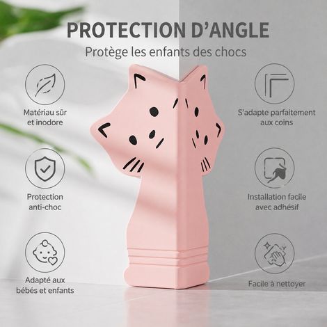 Protection d'angle anti-collision en silicone motif chat rose pour plinthe et meuble rose 30 g – Livraison gratuite