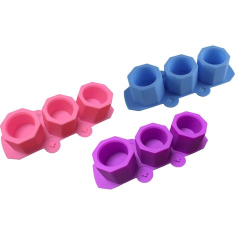 Lot de 3 moules en silicone pour la fabrication de pots de fleurs en béton, idéaux pour les plantes succulentes (bleu, rose, violet). (1/5)