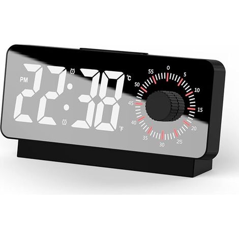 SHINING HOUSE Reloj digital, despertador luminoso con temporizador, función de repetición, despertador matutino con temperatura y fecha, formato de 12/24 horas, despertador digital (1/5)