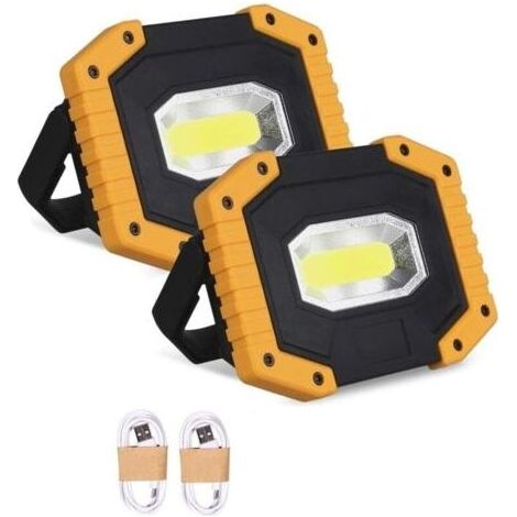 Projecteur LED Rechargeable 30W 2000LM Projecteur Chantier Lumière 3 Modes Lanterne Portable Projecteur LED USB pour Camping, Chantier, Garage, Atelier(2 pack) (1/4)