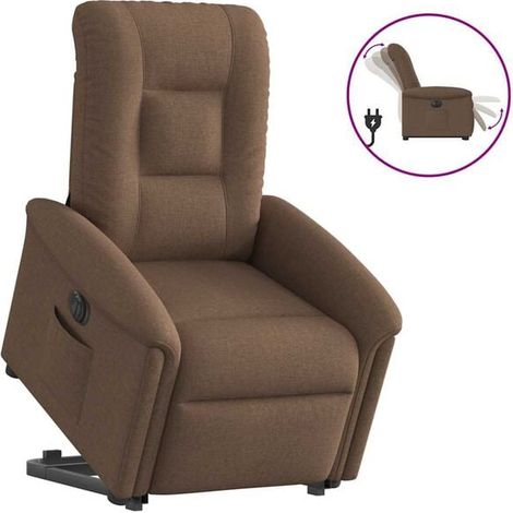 Chaise électrique inclinable en tissu, fauteuil relax réclinable avec repose-pieds, siège ergonomique pour seniors et personnes à mobilité réduite – Modèle confortable brun (1/5)