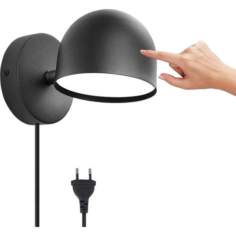 12W LED-Wandleuchte für den Innenbereich mit Stecker, dimmbare Touch-Wandleuchte, um 360° drehbare Nachttischlampe, einstellbares warmweißes 3000K Leselicht, geeignet für Wohnzimmer, Schlafzimmer, Tre