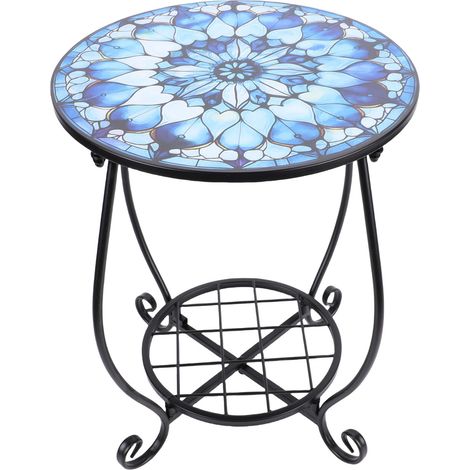 Table d'appoint ronde en métal, décoration de Patio en fer, café d'extérieur pour jardin, balcon, utilisation intérieure, Style C (1/5)