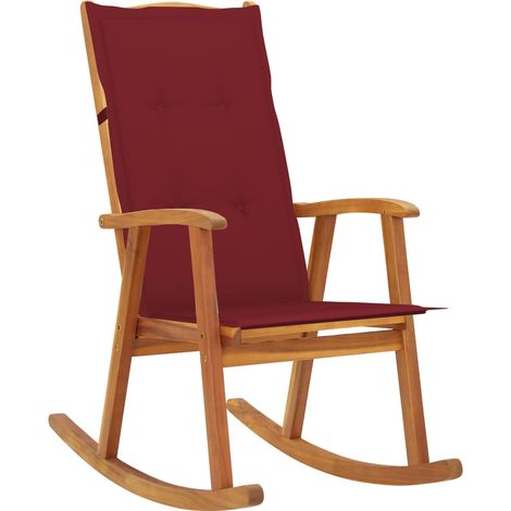 Chaise à bascule avec coussins Bois d'acacia massif