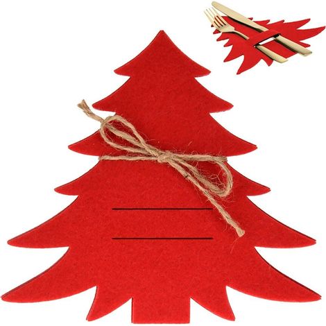 Custodia per posate con albero di Natale rosso, 4 pezzi. (1/5)