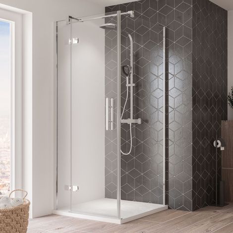 Breuer Avanta Drehtür 750mm für Drehtür Typ 2172/2173 teilgerahmt Klarglas mit Antikalkbeschichtung CER+, Aluminium Chromeffekt (1/4)