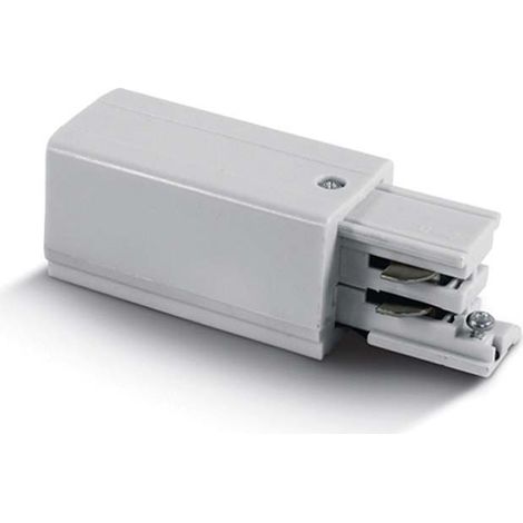 Alimentation embout Terre Droit Pour Rail 3 Allumages Blanc ZAMBELIS