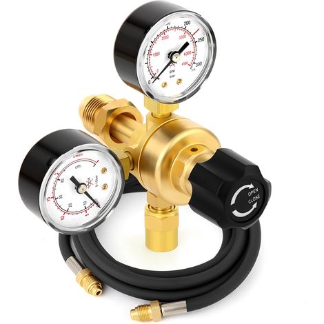 Régulateurs d'argon et de CO2 Manomètres Régulateur pour soudage au gaz Raccord CGA580 Avec tuyau de 3 M 0-4500 PSI/0-10 BAR (1/5)