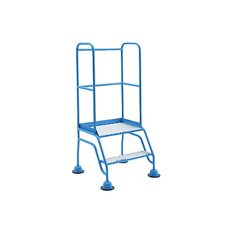 Escalera rodante con tarima  plataforma y peldaños de rejilla