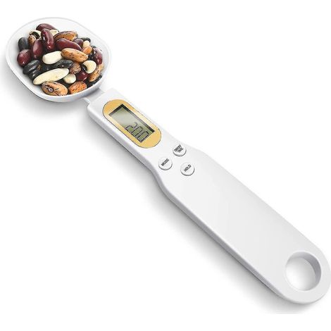 Digitale Küchenwaage, 500 g/0,1 g, elektronische Messlöffelwaage, hochauflösendes LCD-Display, präzise digitale Küchenwaage in Gramm-White