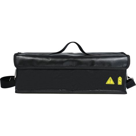 Sac à batteries ignifuge étanque Lipo sac de rangement et charge sécurisé avec port de charge latéral velcro et bretelle réglable pour transport voyage 41x12x13cm