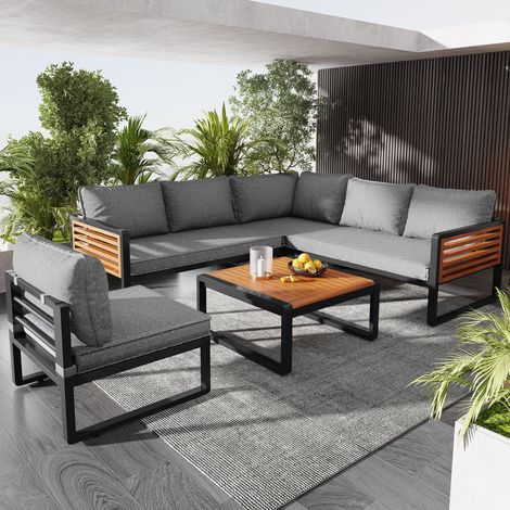 canapé salon modulable 5 places métal gris OKMYHOME (1/5)