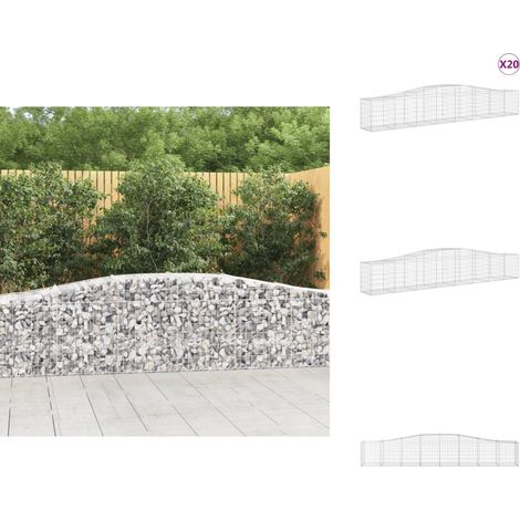Paniers à gabions arqués 20 pcs 400x50x60/80 cm Fer galvanisé - Panier Gabion - Gabion - Clôture Gabion - Décoration Jardin - Mur Gabion (1/5)