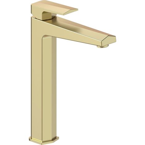 Signature Geo Tall Basin Mixer Tap Deck Mounted - Brushed Brass