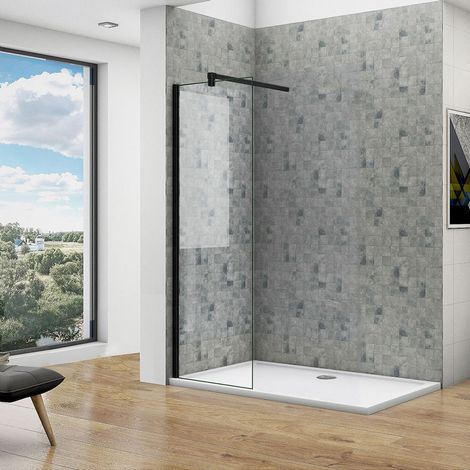 Océan Paroi De Douche 70x200cm En Noire Mat Paroi À L'italienne En 8mm Verre Anticalcaire Livré Avec Une Barre De Fixation 140cm En Noire Mat (1/4)