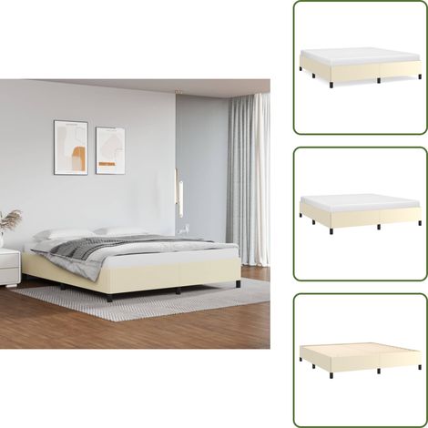 Cadre de lit Crème 160x200 cm Similicuir - Cadre De Lit - Lit Crème - Lit Simili Cuir - Meuble Chambre À Coucher - Literie (1/5)