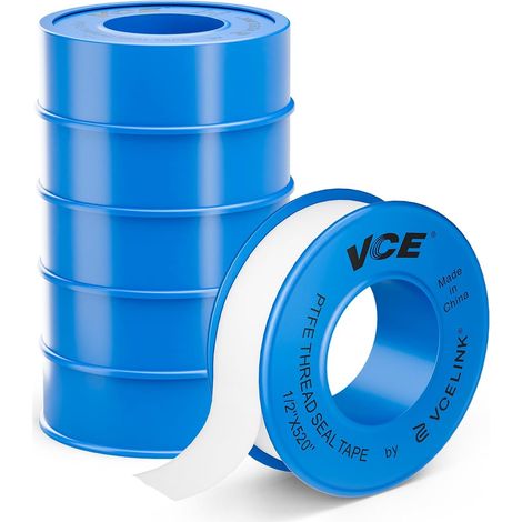 Ruban PTFE Étanche Plomberie 12mm x 13mm Bleu, Lot de 6 (1/5)