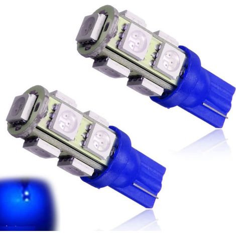 TRADE SHOP - Coppia Lampadine Per Luce Targa 9 Led Blu Ricambio 5w Interni Auto Sport -