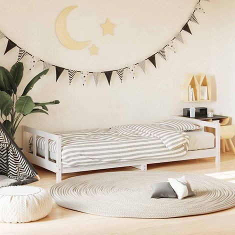 Kids Bed Frame White 90x200 cm Solid Wood Pine vidaXL (1/5)