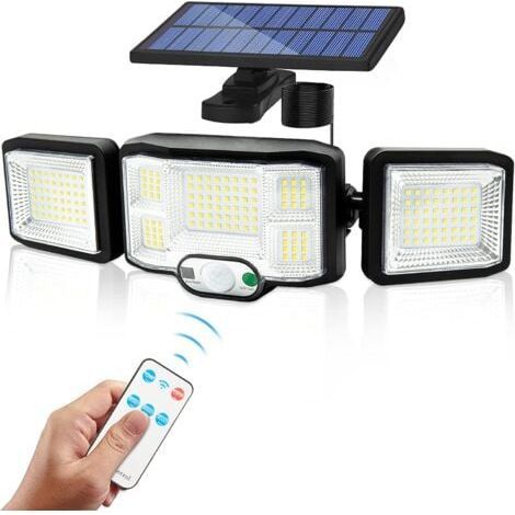 Aiperq Solaire Lumiere Exterieur Applique Murale Luminaire LED 3 Têtes 192 LEDs Detecteur Mouvement Sécurité Projecteur Eclairage IP65 Etanche Lampe à Énergie Solaire [Classe énergétique A+++] (1/4)