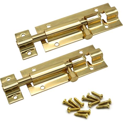 Lot de 2 serrures de porte, cylindre de verrouillage coulissant de 7,6 cm (3 pouces) en acier inoxydable.