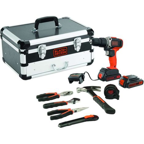 Trapano 18V con 6 utensili e valigetta Black+Decker