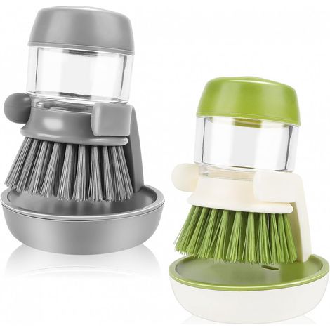 Brosse à vaisselle - Brosse à vaisselle - Support inclus - avec réservoir - Brosse à vaisselle ronde - Brosse de cuisine - Brosse de nettoyage pour casseroles - Brosse de nettoyage - pour nettoyer les (1/5)