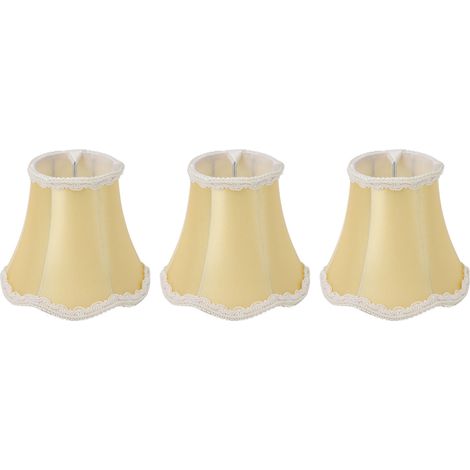 Lot de 3 abat-jour tissu E14 à pince déco rétro pour lustre à bougie fer fragile 8x13.5cm maison hôtel (1/5)