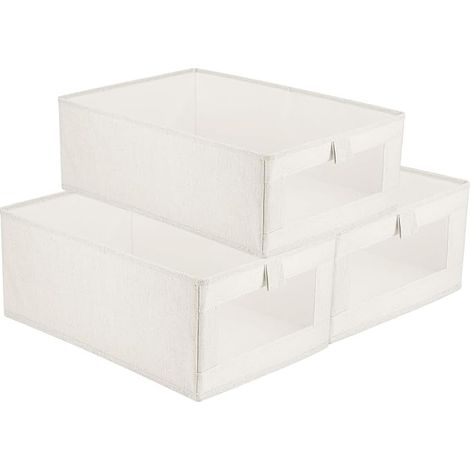 Boîtes de Rangement Vetement Fenêtre Transparente, 40x27x17 cm Panier de Rangement Pliables, Rangements Vetement Chambre à Coucher, Boite Rangements Tissu Livres Jouets (1/4)