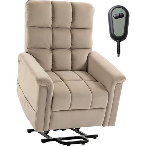 Fauteuil releveur électrique - HOMCOM - dossier inclinable, télécommande, poches latérales - velours - 84 x 93 x 102 cm - marron (1/5)