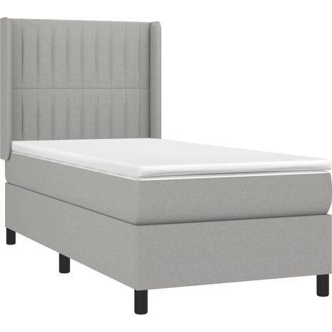 Struttura letto LED con testiera boxspring materasso 90x200 cm tessuto grigio chiaro TDL0209463