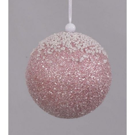 SFERA NATALIZIA EURONATALE Ø 10 CM ROSA CON STRASS