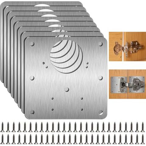 Piastra di riparazione per cerniera porta da 10 pezzi, piastra di riparazione per cerniera porta armadio con 48 viti, piastra di riparazione per cerniera porta armadio, legno, mobili