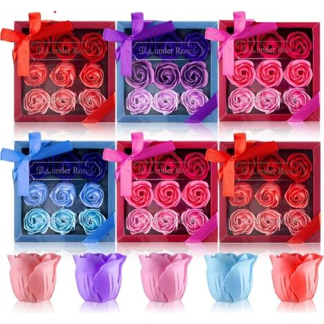 Valentine's Day Mother's Day Wedding Creative Gift Ideas Souvenir Artificial Flower Rose Soap Flower Gift Box (Red) (1/5)