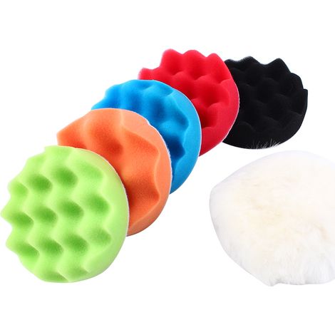 Kit de 7 tampons de polissage en éponge de 12,7 cm (5 pouces) pour polisseuse de voiture avec adaptateur pour perceuse M14 (1/3)