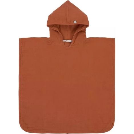 Poncho Bébé - Gaze de Coton - 100 % Coton - Terracotta - 12-36 mois