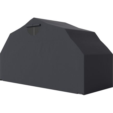 Abri pour motos pliable extérieur 345x135x191 cm, tissu Oxford 600D noir, cadre métallique résistant à la corrosion (1/5)