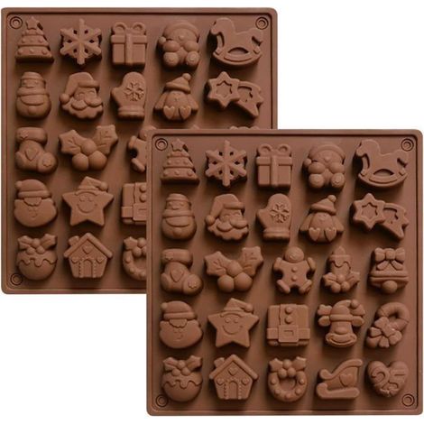 Moule à chocolat de Noël en silicone - KAGOLOW - 2 pièces - 25 moules à bonbons - 17,8 x 18,7 cm - Antiadhésif (1/5)