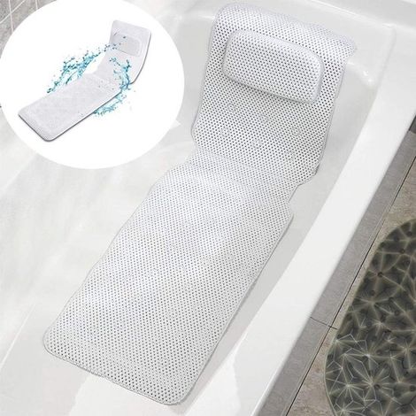 Rutschfeste Badewannenmatte Massagematte für Bad und Dusche antibakterielles PVC Ganzkörper-Badekissen für Spa weich gepolstert und atmungsaktiv weiß (1/5)