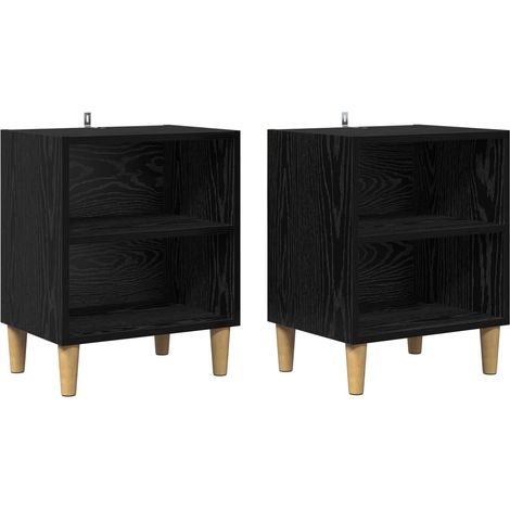 Comodino moderno e minimalista con ampio spazio di archiviazione 40 x 30 x 50 cm realizzato in legno di rovere nero 020058397