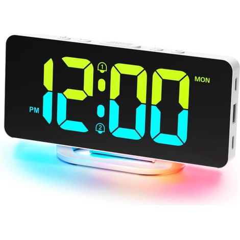 Digitaler Wecker 2 Alarme mit Snooze, netzbetrieben, 10 RGB-Nachtlichtmodi, Uhr für Nachttisch und Büro (1/5)