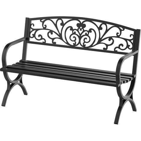 Gartenbank aus Gusseisen, 127 x 60 x 85 cm, Schwarz