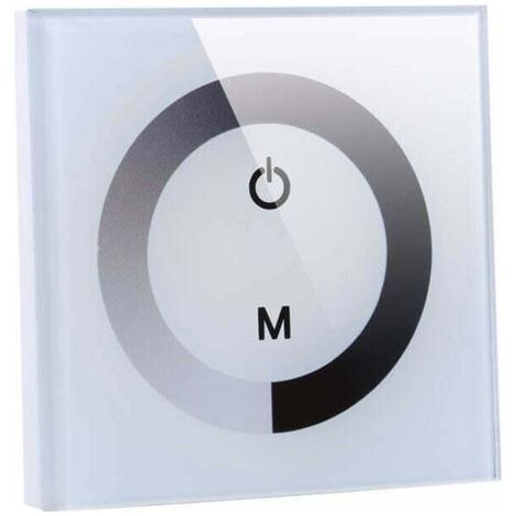 Interrupteur de Lumière Tactile Mural, Contrôleur de Luminosité de Variateur de Lumière LED, Panneau Tactile Couleur Unique pour Contrôleur Bande de Lumière LED DC 12V-24V(Blanc)