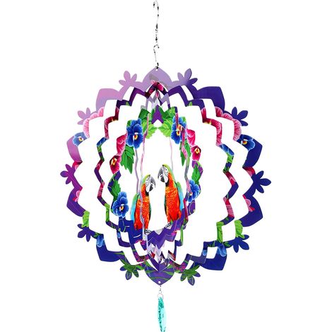 Girouette perroquet 3D cinétique de 30 cm pour jardin, terrasse ou intérieur, sculpture suspendue d'art dynamique (1/5)